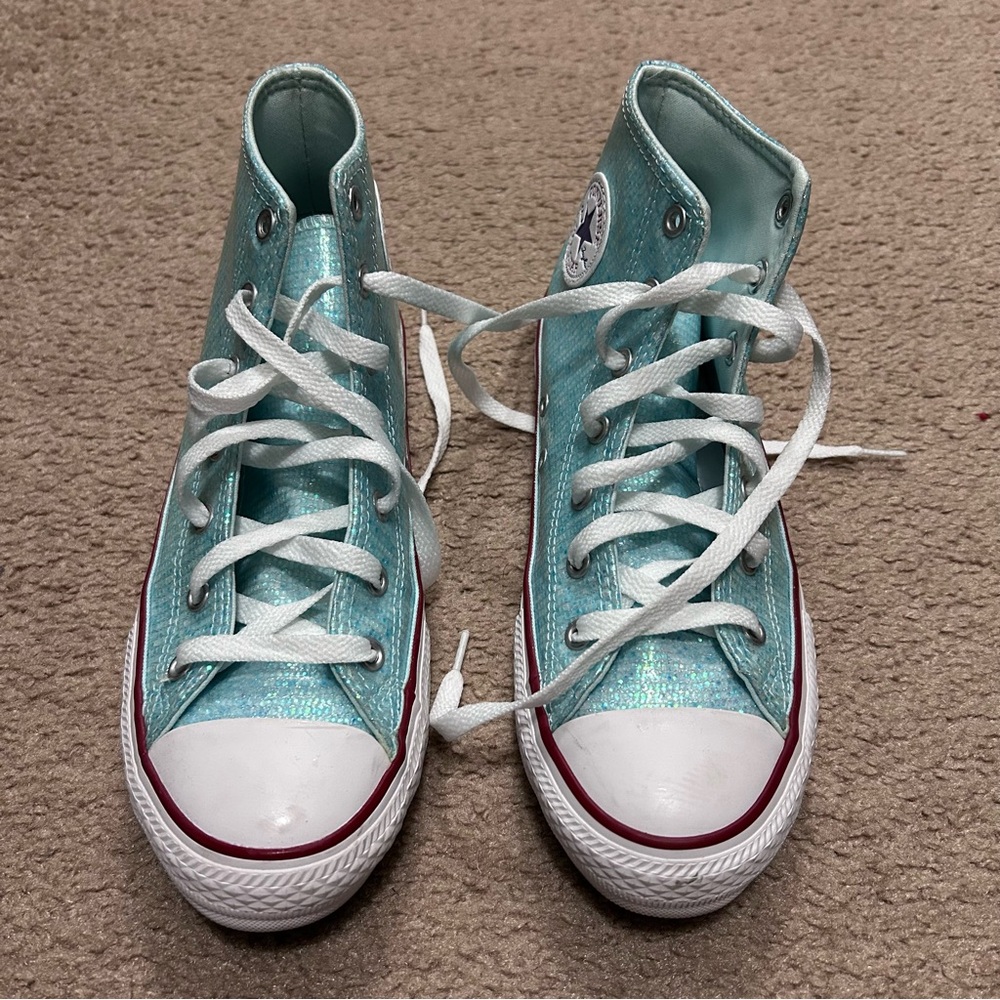 High Top Blue Sequin Print Chuck Taylor Converse